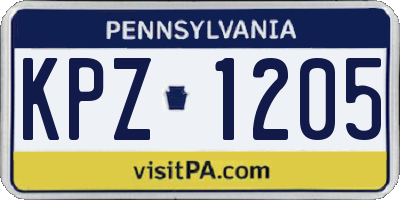 PA license plate KPZ1205