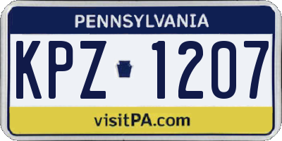 PA license plate KPZ1207