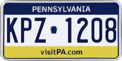PA license plate KPZ1208