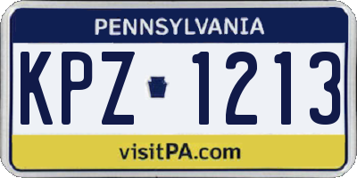 PA license plate KPZ1213