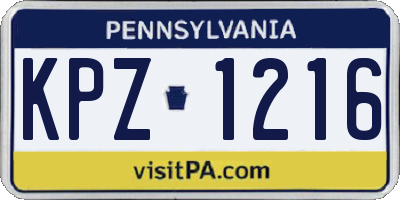PA license plate KPZ1216