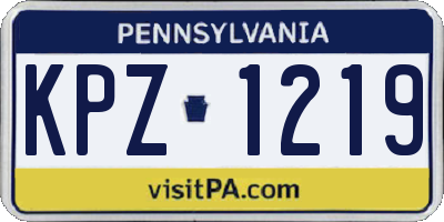 PA license plate KPZ1219