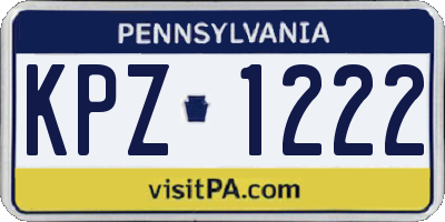 PA license plate KPZ1222
