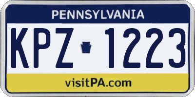 PA license plate KPZ1223