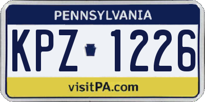 PA license plate KPZ1226