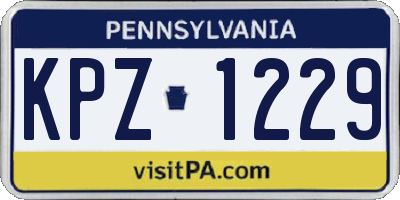 PA license plate KPZ1229