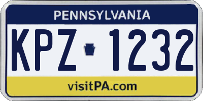 PA license plate KPZ1232