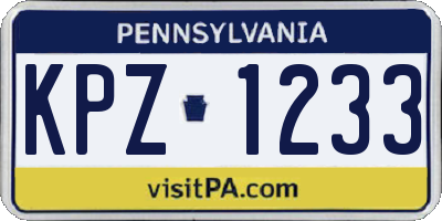 PA license plate KPZ1233