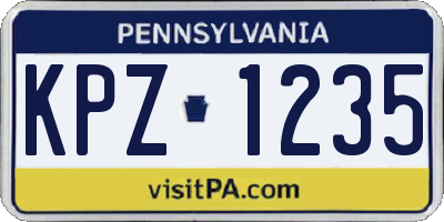 PA license plate KPZ1235