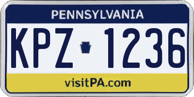 PA license plate KPZ1236