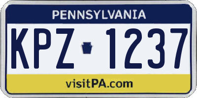 PA license plate KPZ1237