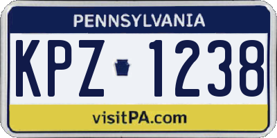 PA license plate KPZ1238
