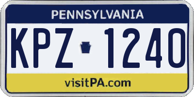 PA license plate KPZ1240