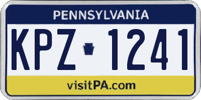 PA license plate KPZ1241