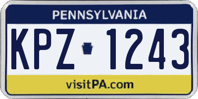 PA license plate KPZ1243