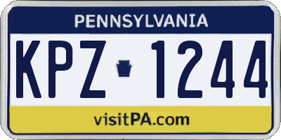 PA license plate KPZ1244
