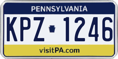 PA license plate KPZ1246