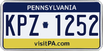 PA license plate KPZ1252