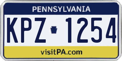 PA license plate KPZ1254