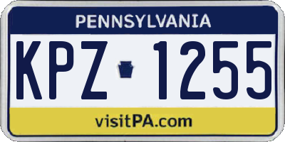 PA license plate KPZ1255
