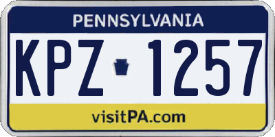PA license plate KPZ1257