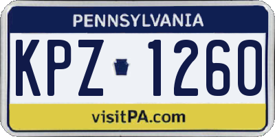PA license plate KPZ1260