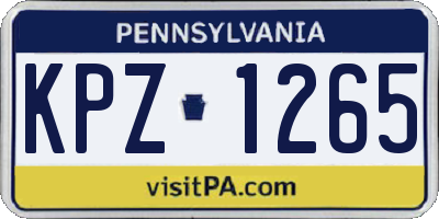 PA license plate KPZ1265