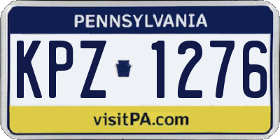 PA license plate KPZ1276