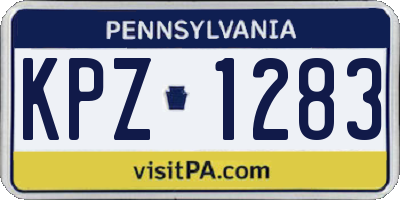 PA license plate KPZ1283