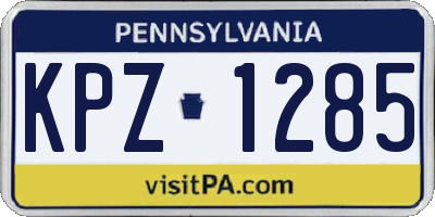 PA license plate KPZ1285