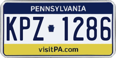 PA license plate KPZ1286