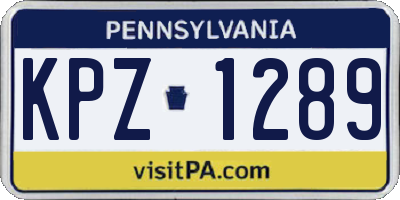 PA license plate KPZ1289