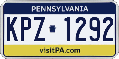 PA license plate KPZ1292