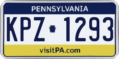 PA license plate KPZ1293