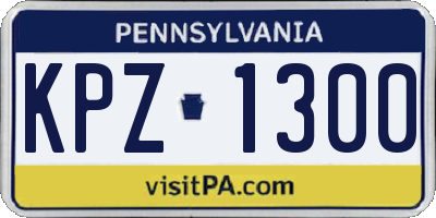 PA license plate KPZ1300