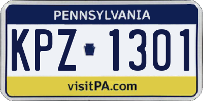 PA license plate KPZ1301