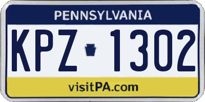 PA license plate KPZ1302