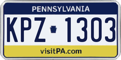 PA license plate KPZ1303