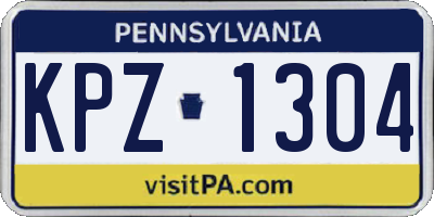 PA license plate KPZ1304