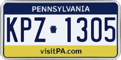 PA license plate KPZ1305