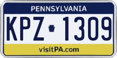 PA license plate KPZ1309
