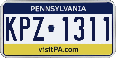 PA license plate KPZ1311