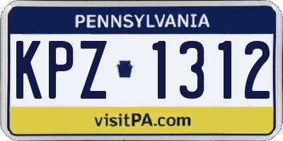 PA license plate KPZ1312