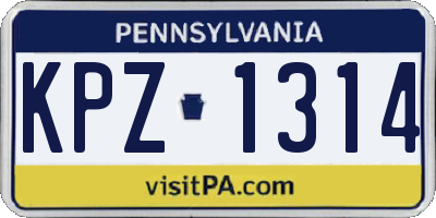 PA license plate KPZ1314