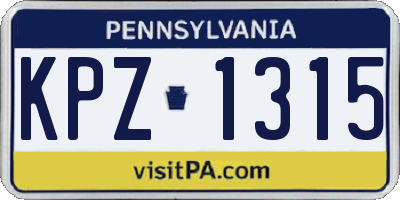PA license plate KPZ1315