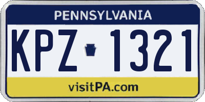 PA license plate KPZ1321