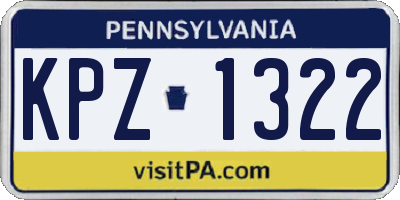 PA license plate KPZ1322