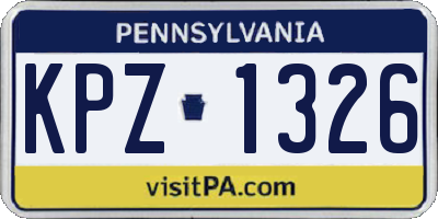 PA license plate KPZ1326