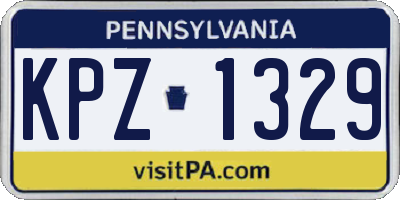 PA license plate KPZ1329