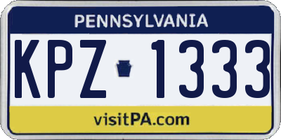 PA license plate KPZ1333